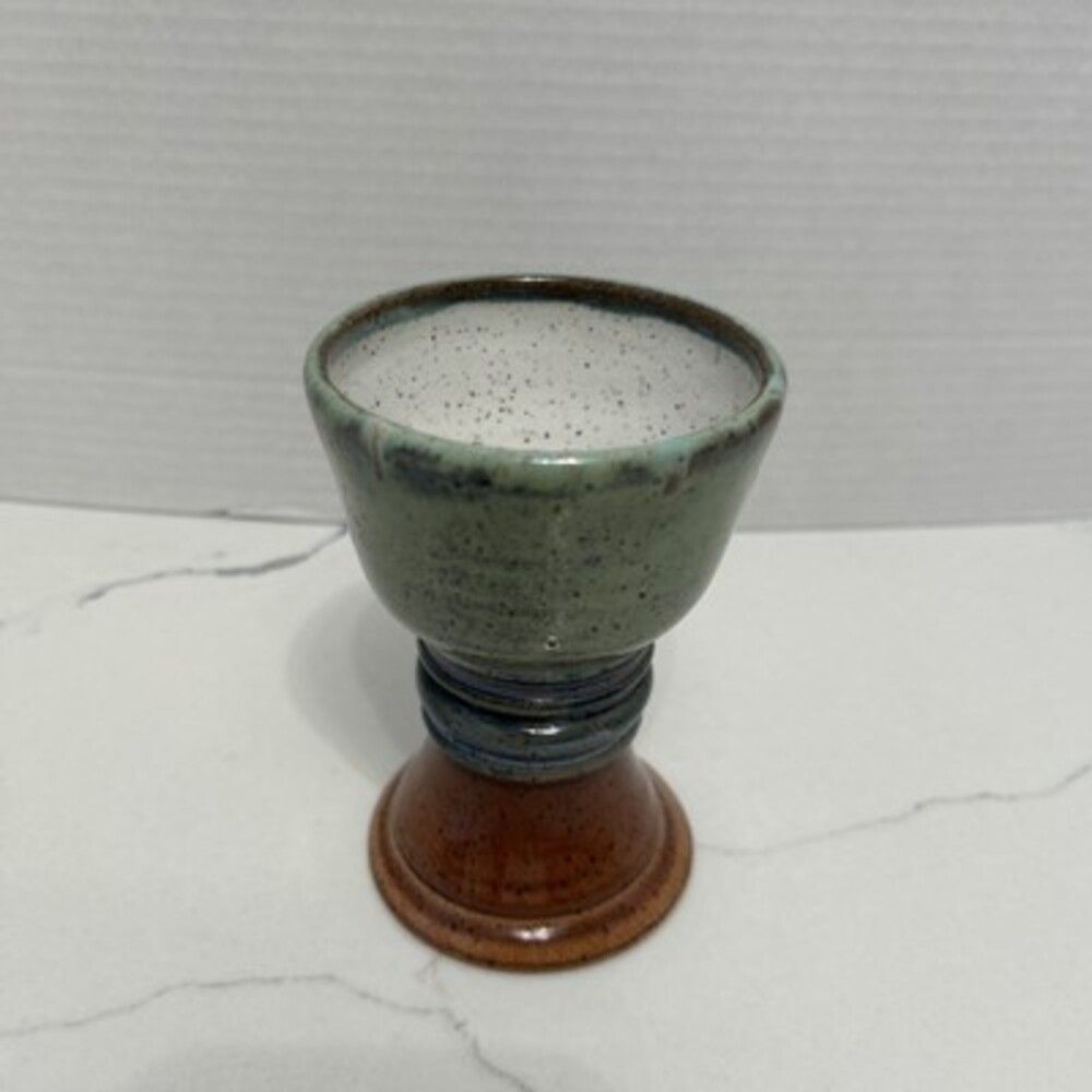 Studio, Art Pottery, Handmade, Goblet, Wine Glass, Drip Glaze, Signed, OOAK